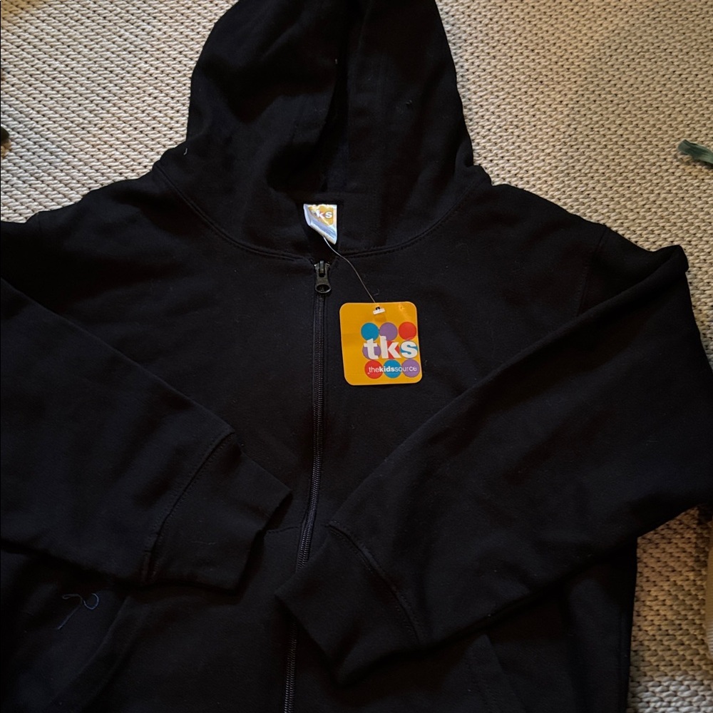 Hoodie jacket boys new size M (10-12) TKS black 80% cotton 20% polyester